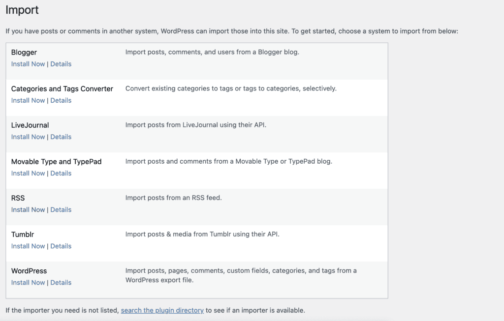 Install Blogger importer